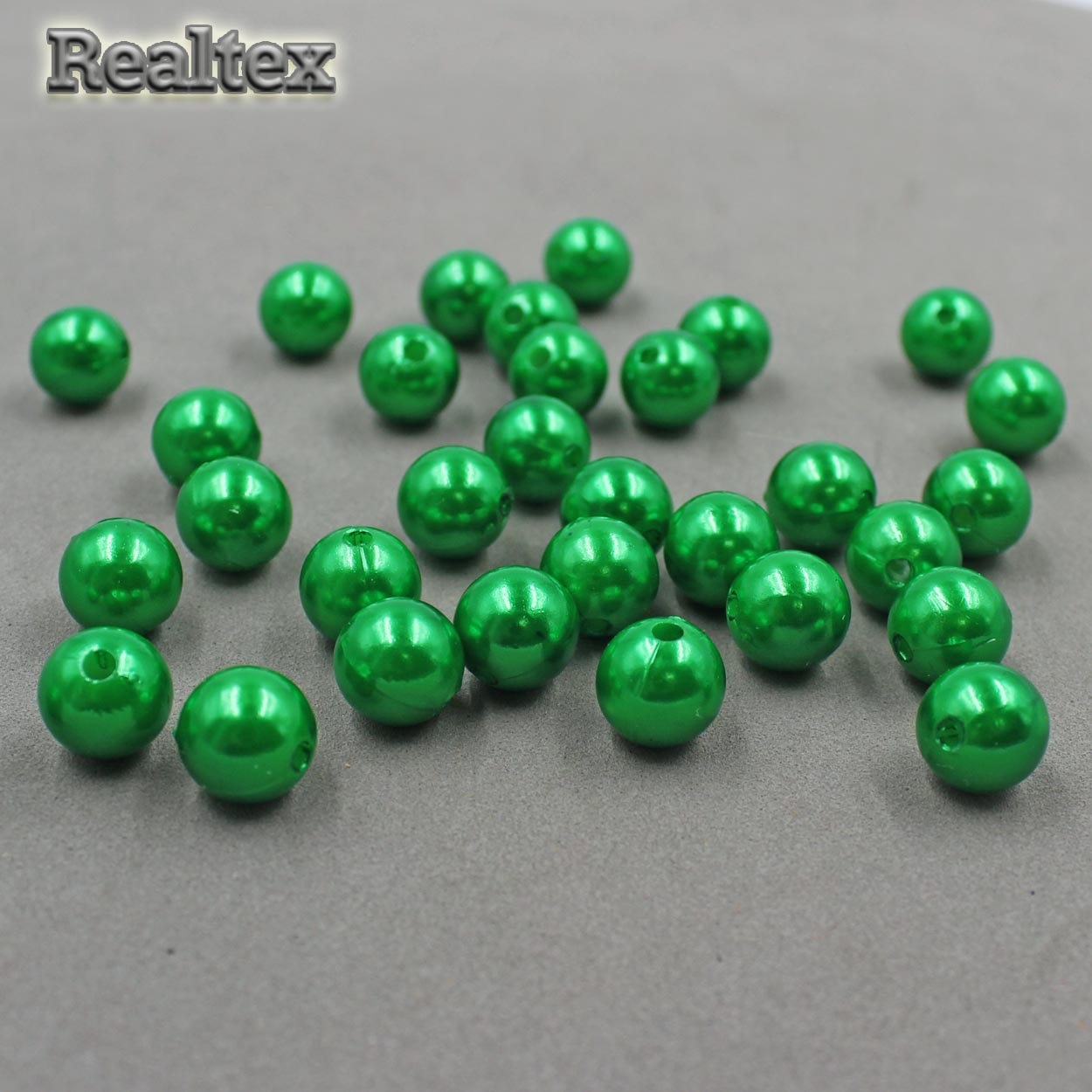 Бусины пластик Реалтекс 8мм под жемчуг (100гр) цв.035 изумруд