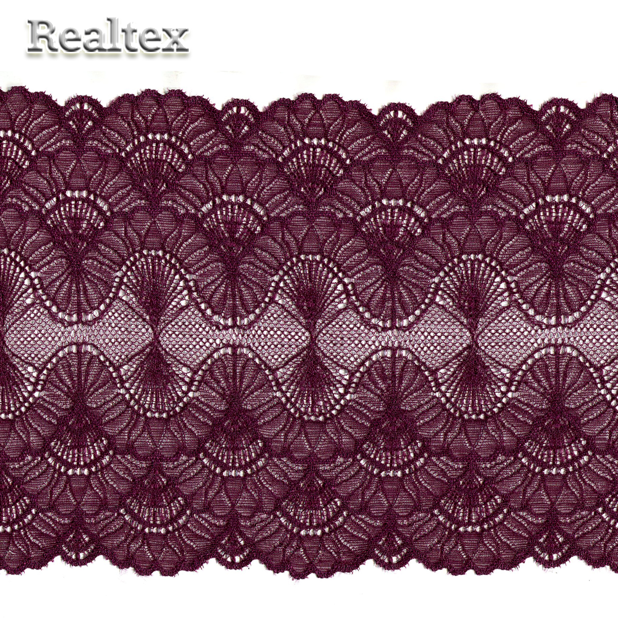 Кружево стрейч 195мм TBY 8034 цв.L076 сливовое вино