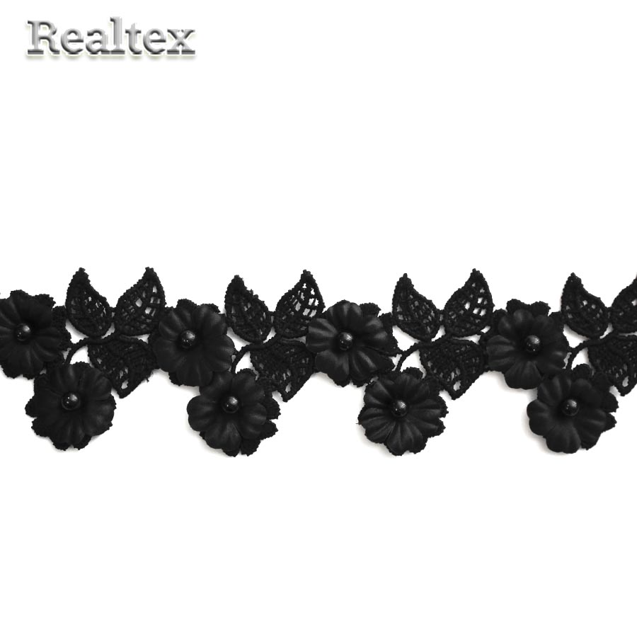 Кружево Realtex объемное 3D 50мм TJ-D182 Realtex цв.черный