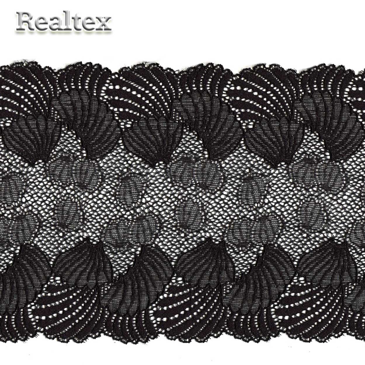 Кружево стрейч Реалтекс 180мм XD 818 (15м) цв.черный