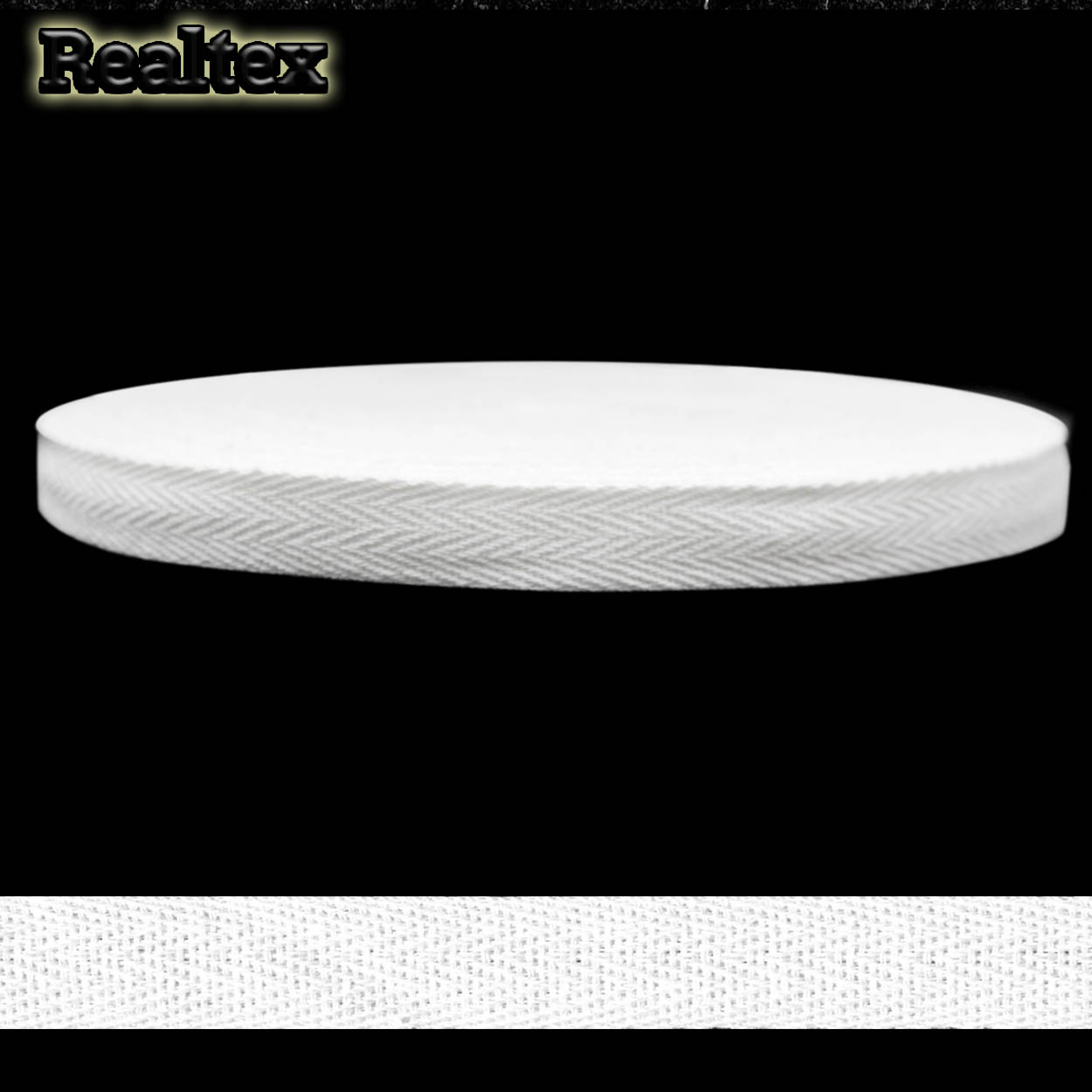 Тесьма киперная 10мм Realtex (50м) цв.белый