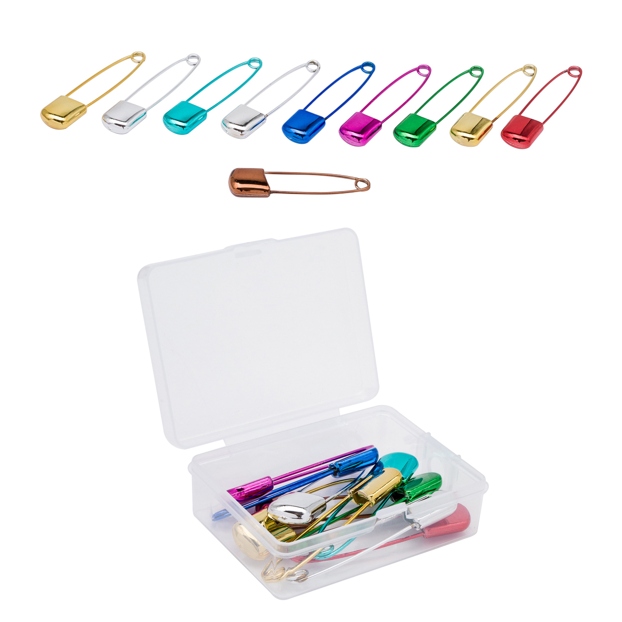 Булавки английские безопасные MTW117 53мм (10шт) цв.микс