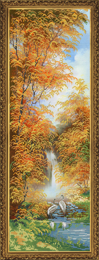 Набор для вышивания бисер, мулине НС ННК 6055 "Водопад"