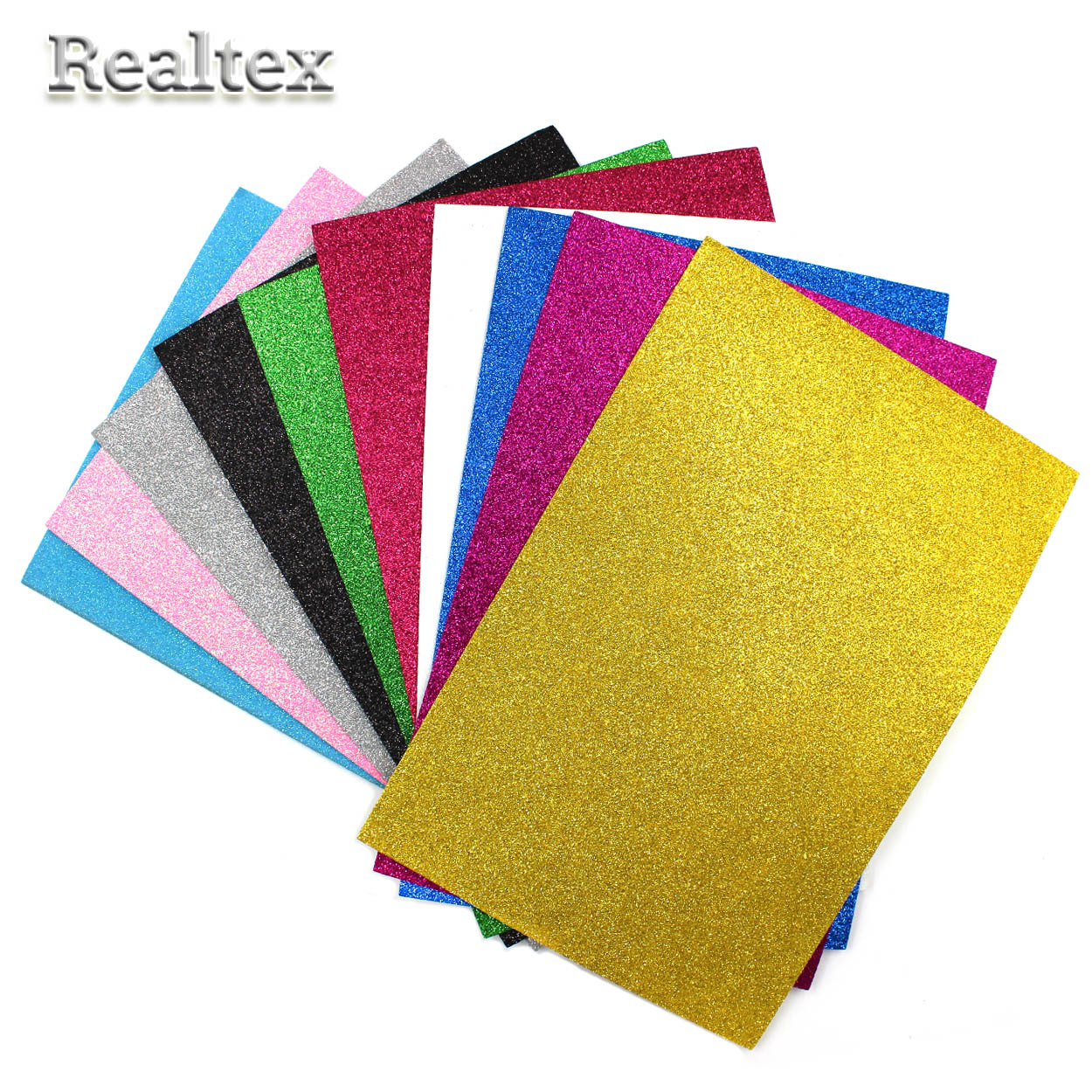  Фоамиран глиттерный Реалтекс 2мм 20*30см (10шт) цв.ассорти