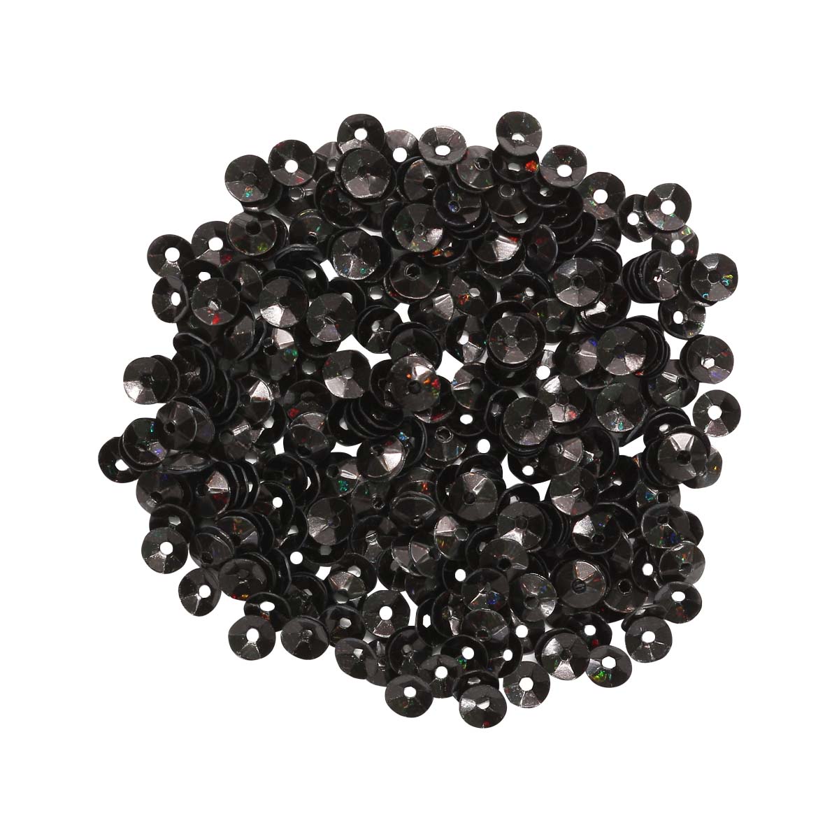 Пайетки "Астра" (10гр) "граненые объёмные 8" 4мм цв.50113 чёрный голографик