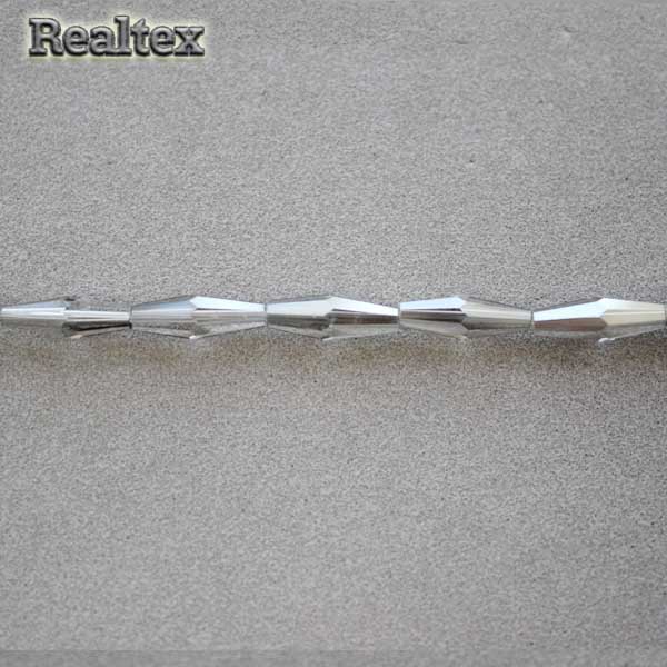 Бусины Реалтекс стеклянные граненые 4*12мм "Биконус" на нитях цв.42 серый