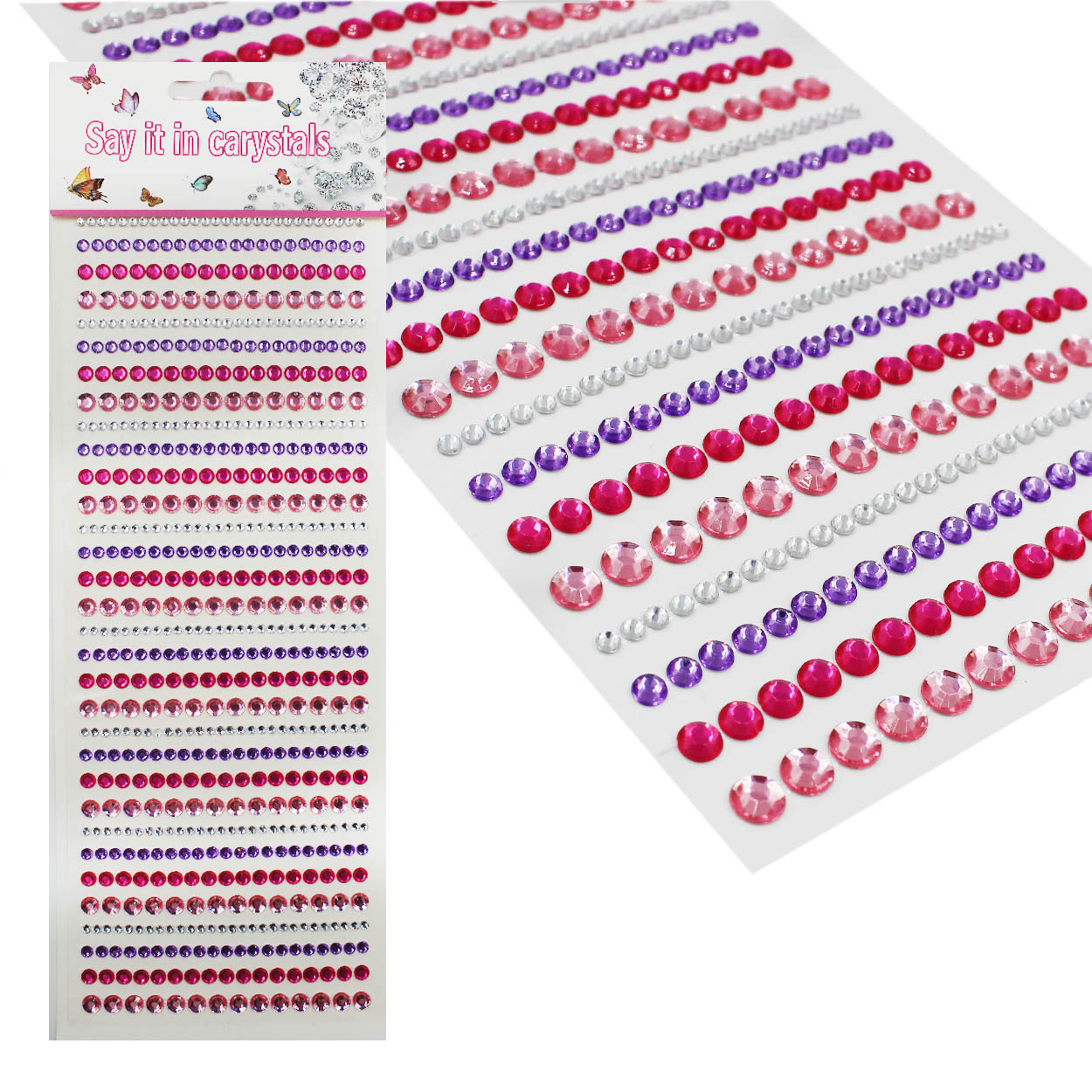 Стразы клеевые акриловые Realtex №2 (блистер) (640шт) цв.ассорти №2