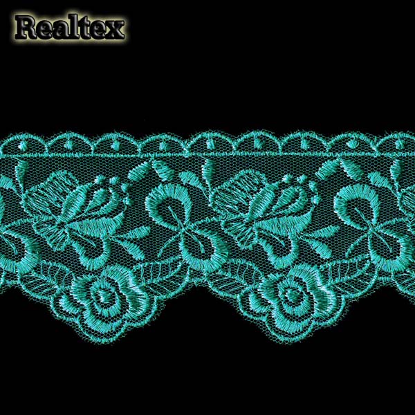 Кружево на сетке  60мм 54-4069 цв.722 бирюзовый