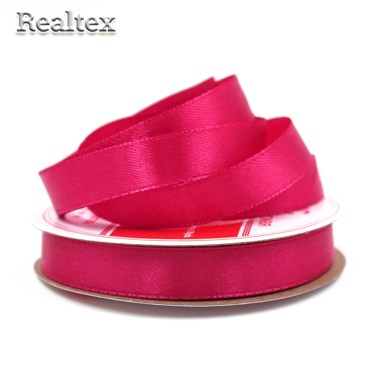 Лента атласная 12мм Realtex (27,4м) цв.061 малиновый 