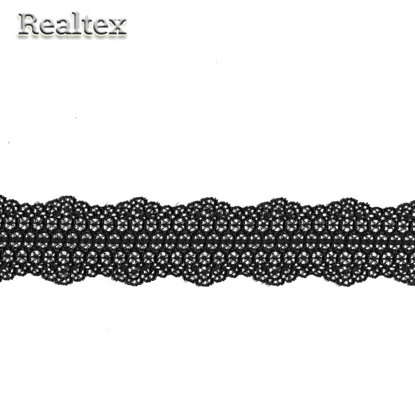 Кружево стрейч Realtex  40мм WH 7102 цв.черный