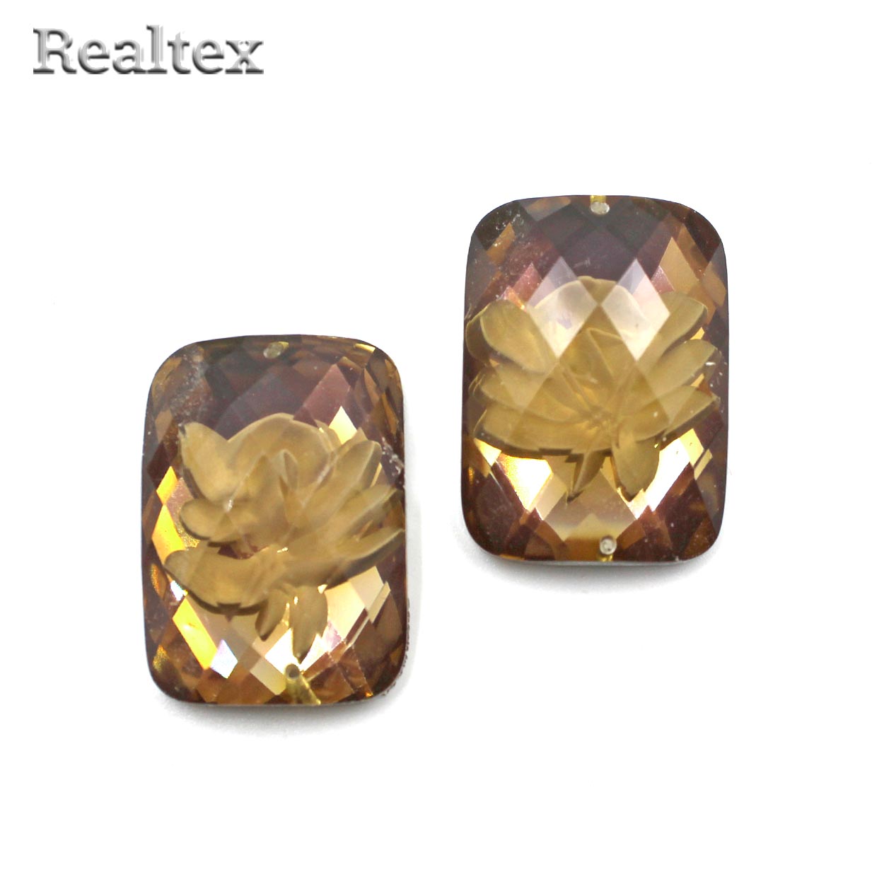 Стразы пластиковые пришивные AB-5 большие цв.бежевый 