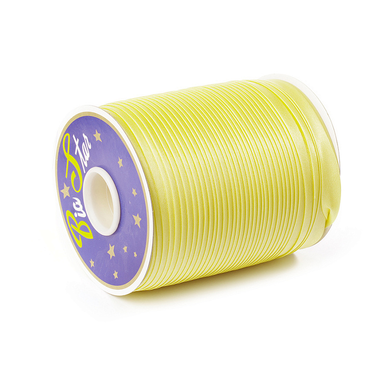 Косая бейка атласная 15мм (132м) цв.F108 пастельно-жёлтый