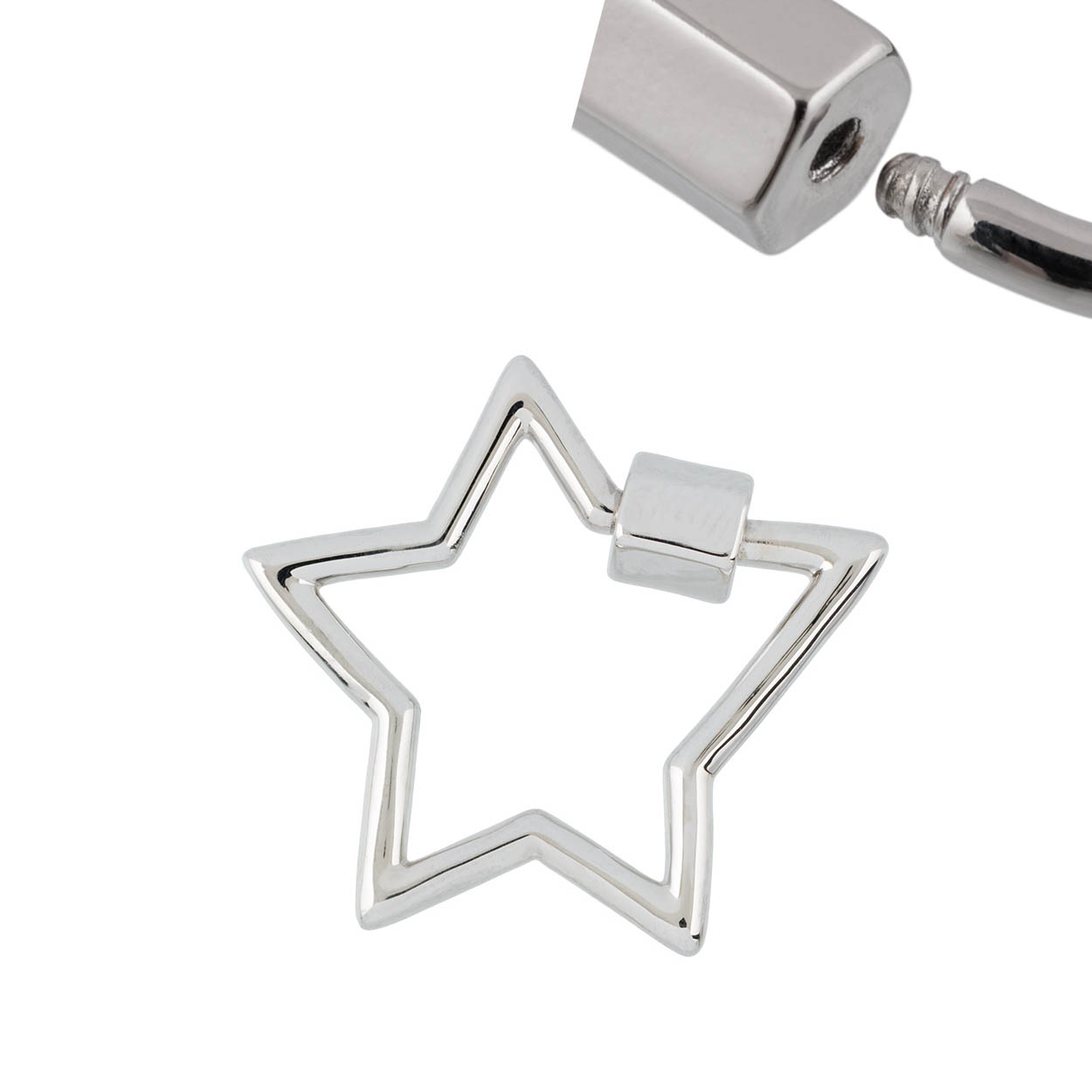 Застежка для бижутерии "Zlatka" карабин FMK-V04 "звезда" цв.01 серебро