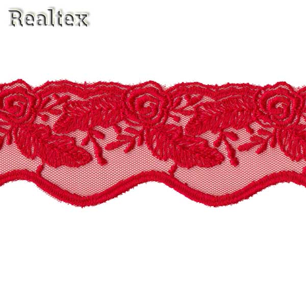 Кружево на сетке  50мм 45-4064 цв.007N красный 