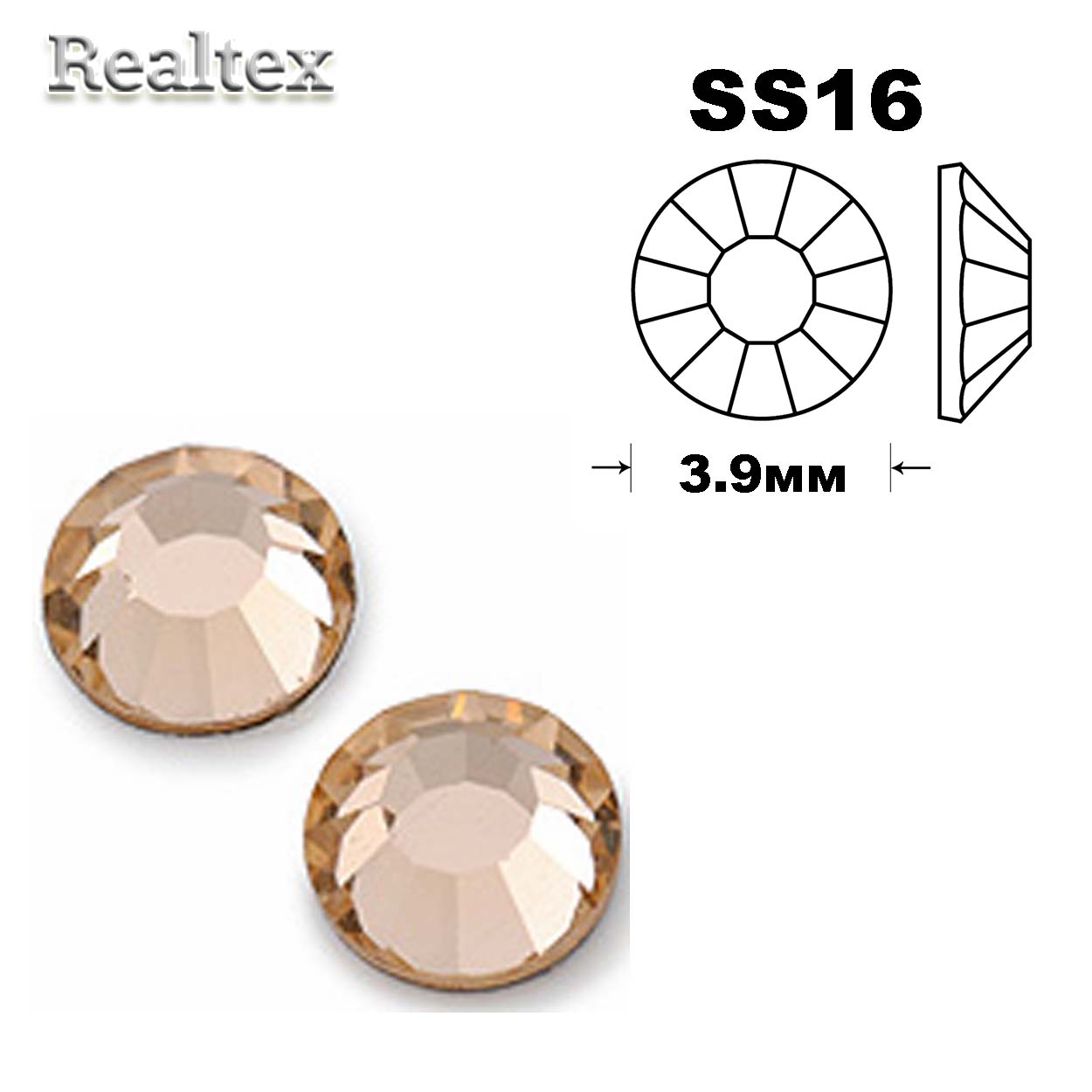 Стразы термоклеевые SWAROVSKI SS-16 (100шт) цв.Light Peach 