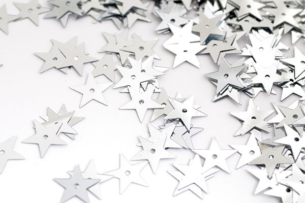 Пайетки "Астра" (10гр) "звездочки" 20мм цв.1 серебро