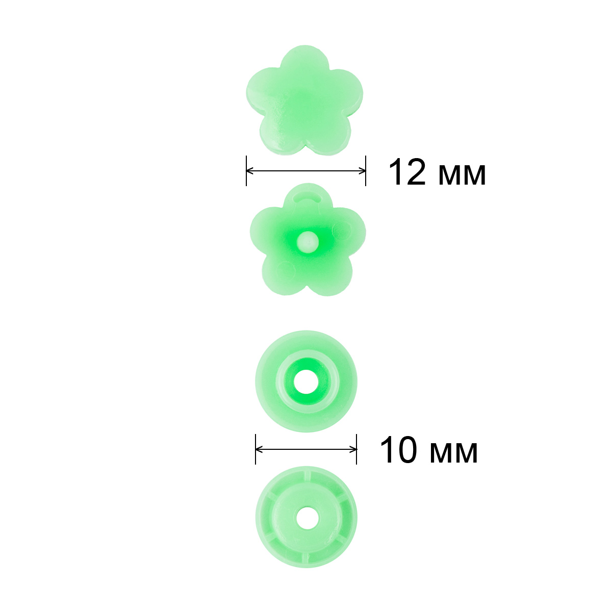Кнопка рубашечная POM-12FL пластик 12мм (50шт) цв.009 салатовый 