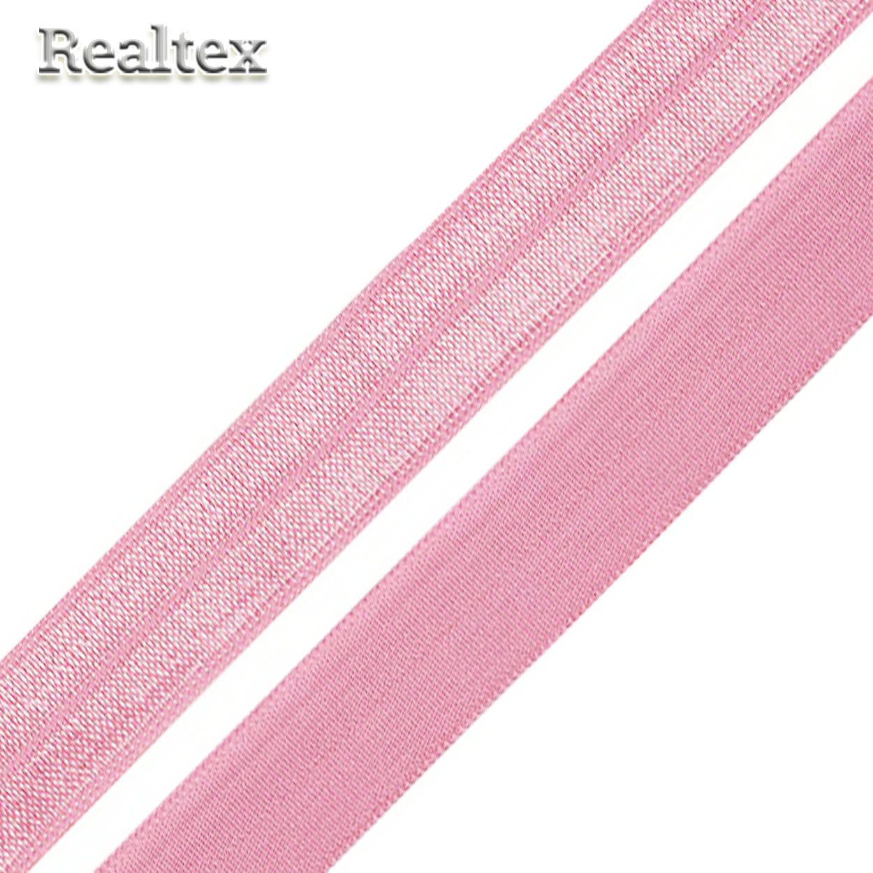 Косая бейка стрейч блестящая 15мм (50м) цв.F152 коралловый