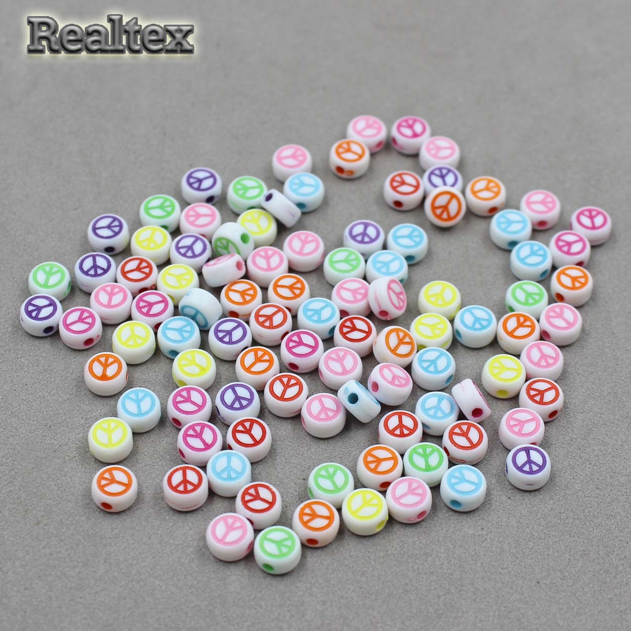 Бусины пластик Realtex Пацифик таблетка (100гр) цв.бепый/mix