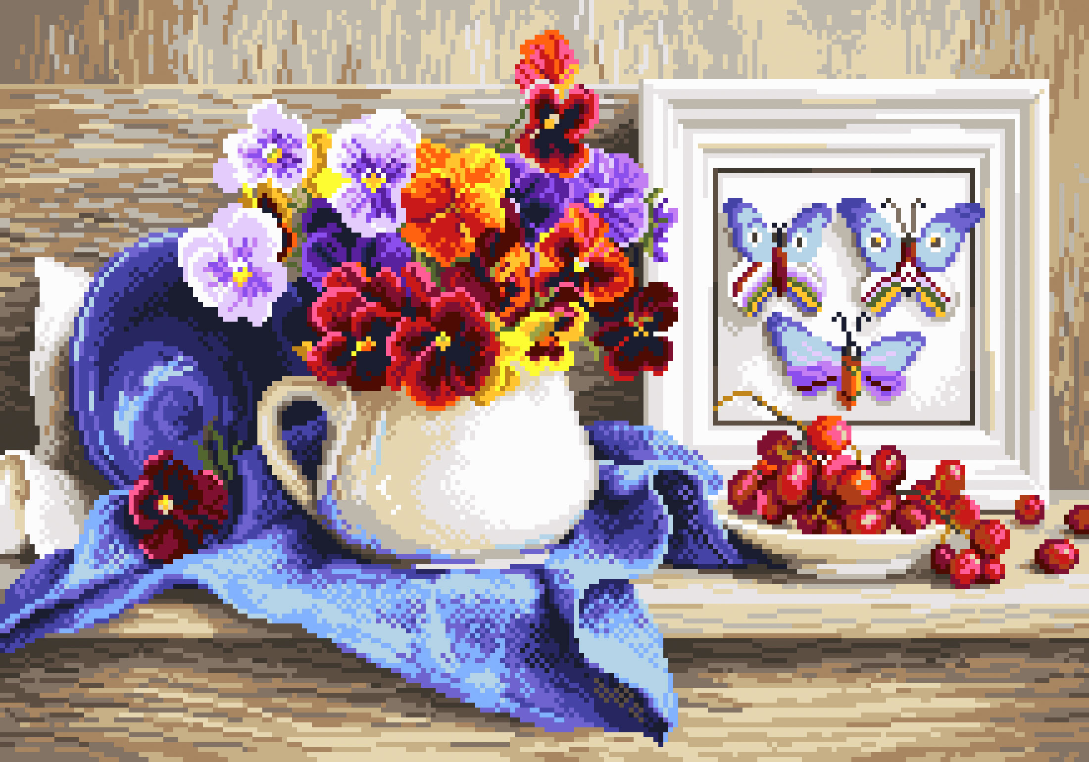 Рисунок на канве МП №1935 "Анютины глазки" 37х49см