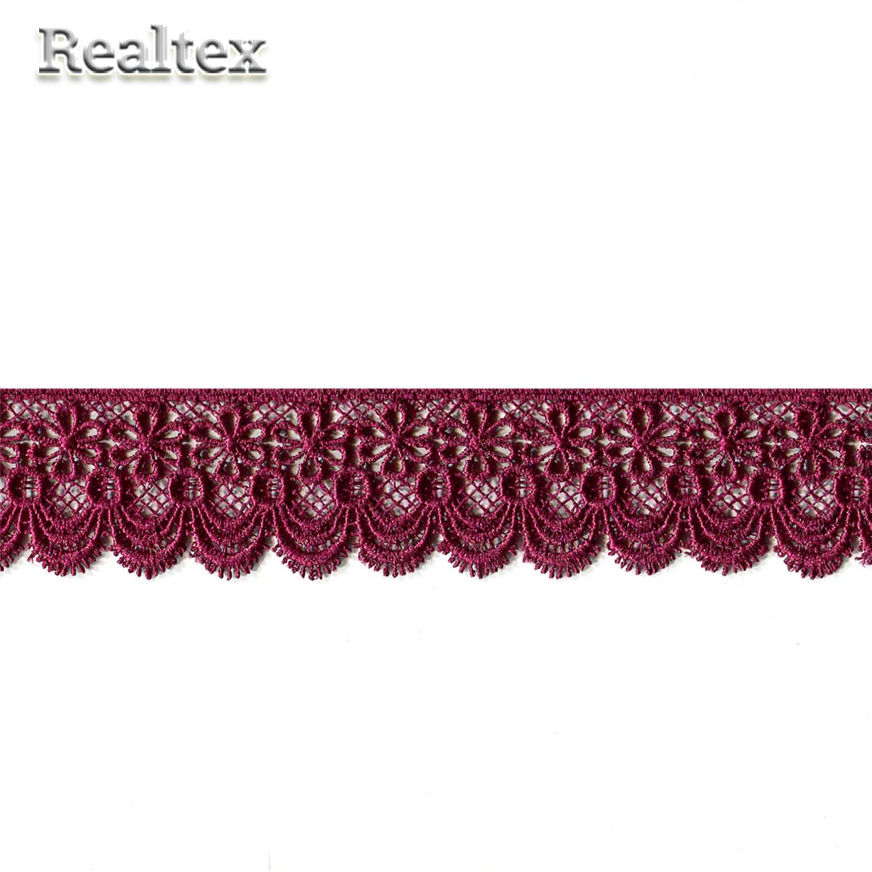 Кружево  гипюр  Realtex  30мм LF-504 цв.17 вишневый  