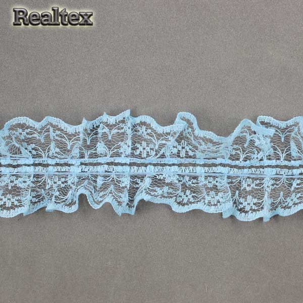 Тесьма "рюш" Realtex R5-3 шир.45мм цв.голубой
