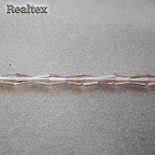 Бусины Realtex стеклянные граненые 4*12мм "Биконус" на нитях цв.46 бежево-розовый