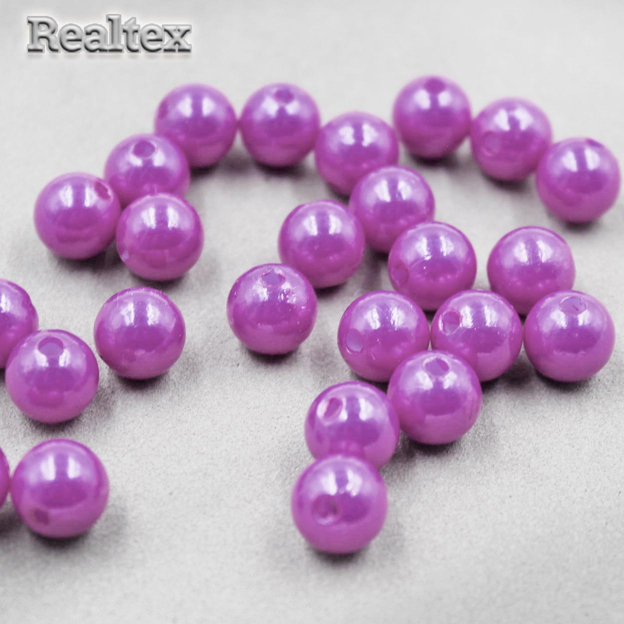 Бусины пластик Реалтекс 10мм под жемчуг (100гр) цв.093 т.сиреневый