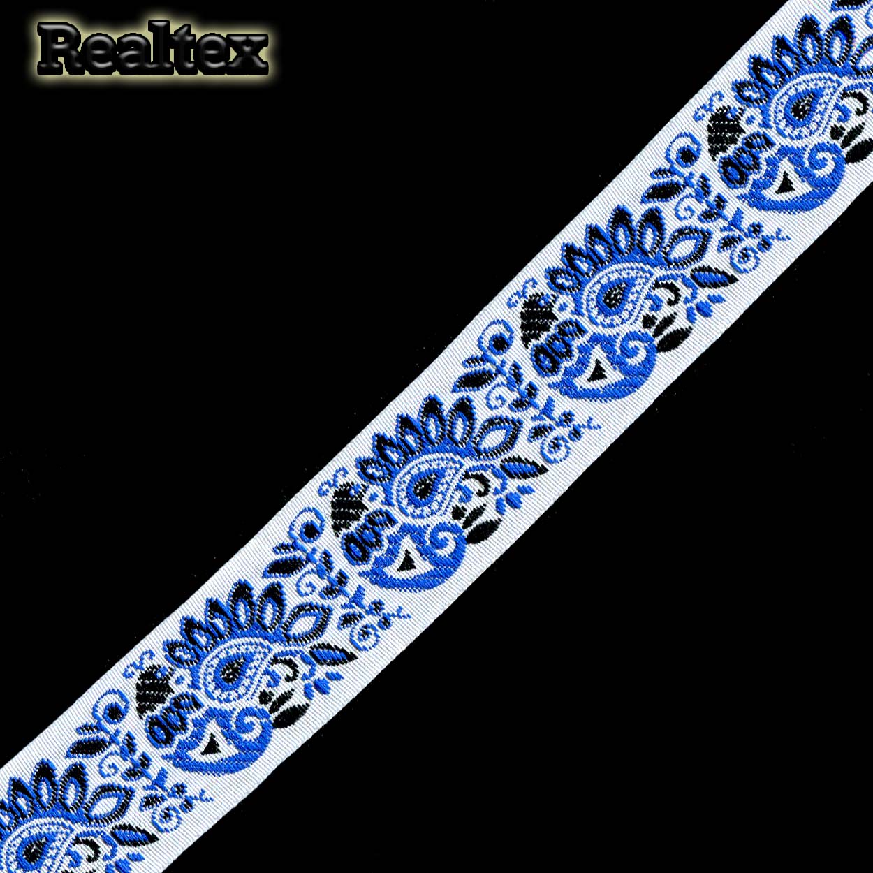 Тесьма жакардовая 32мм с1853г17 рис.9017 (25м) цв.белый/черный