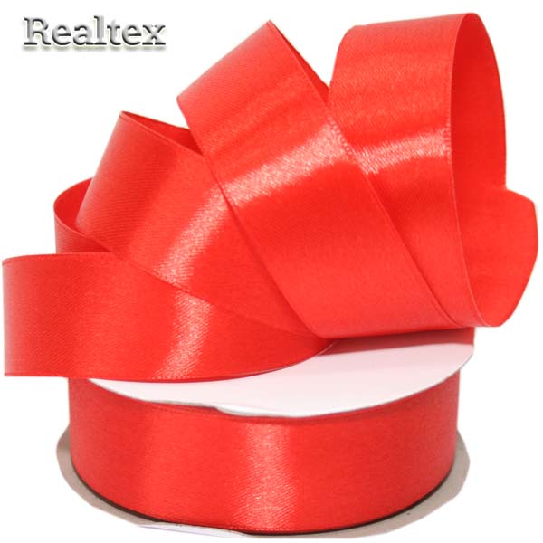 Лента атласная 25мм Realtex (27,4м) цв.057 красный