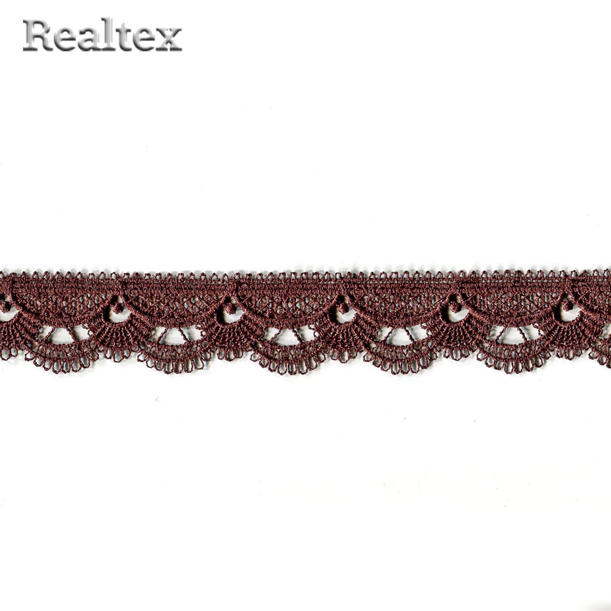Кружево  гипюр  Realtex  25мм Z-3597 (13,7м) цв.299 коричневый