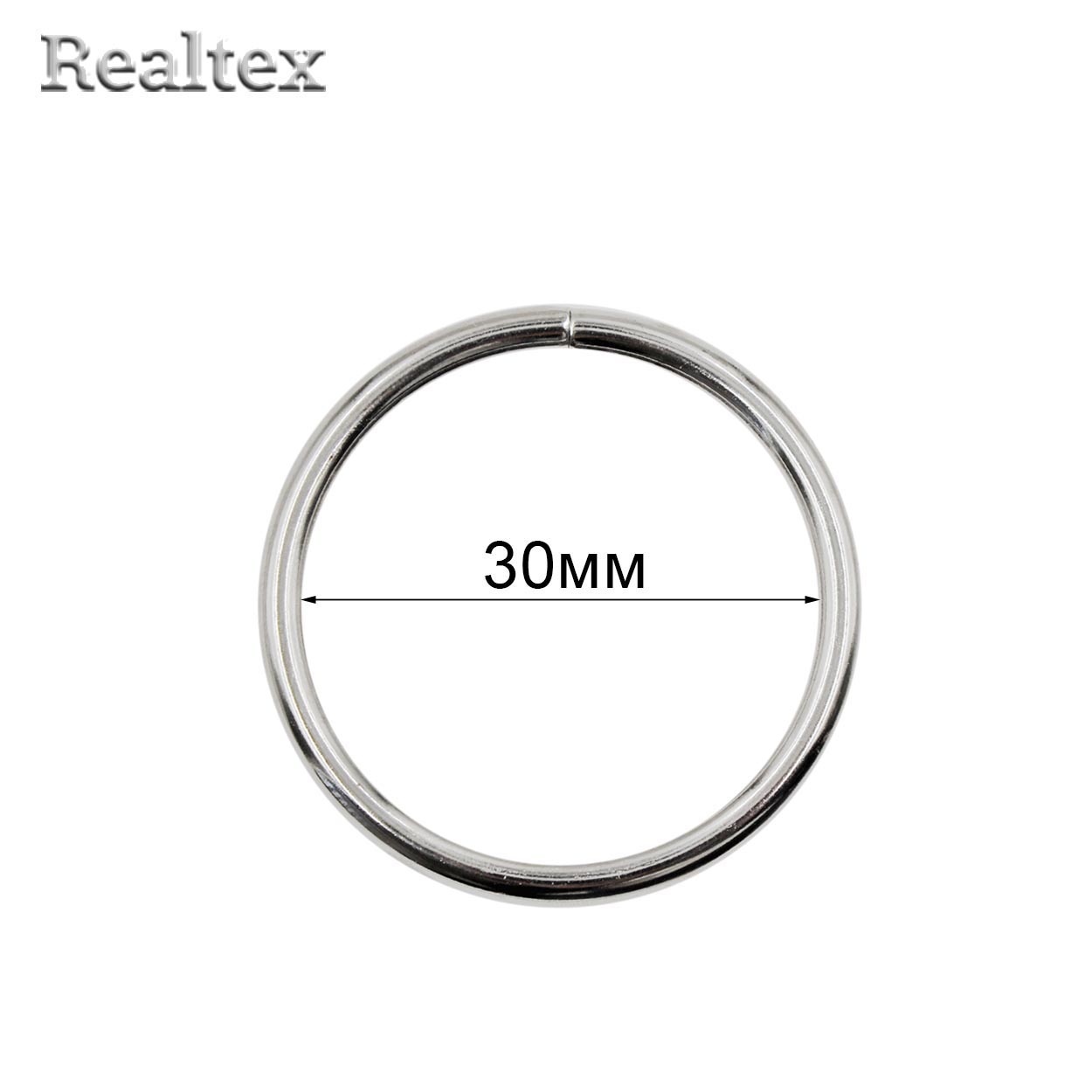 Кольцо разъёмное металлическое 30*3,0мм Realtex цв.никель