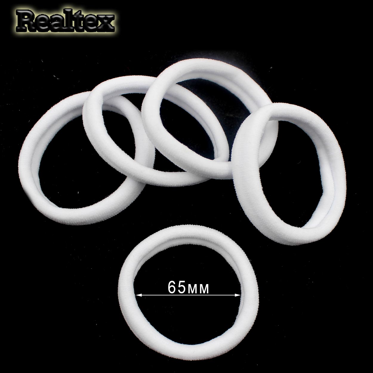 Резинки для волос Realtex 65мм нейлон (50шт) цв.белый 