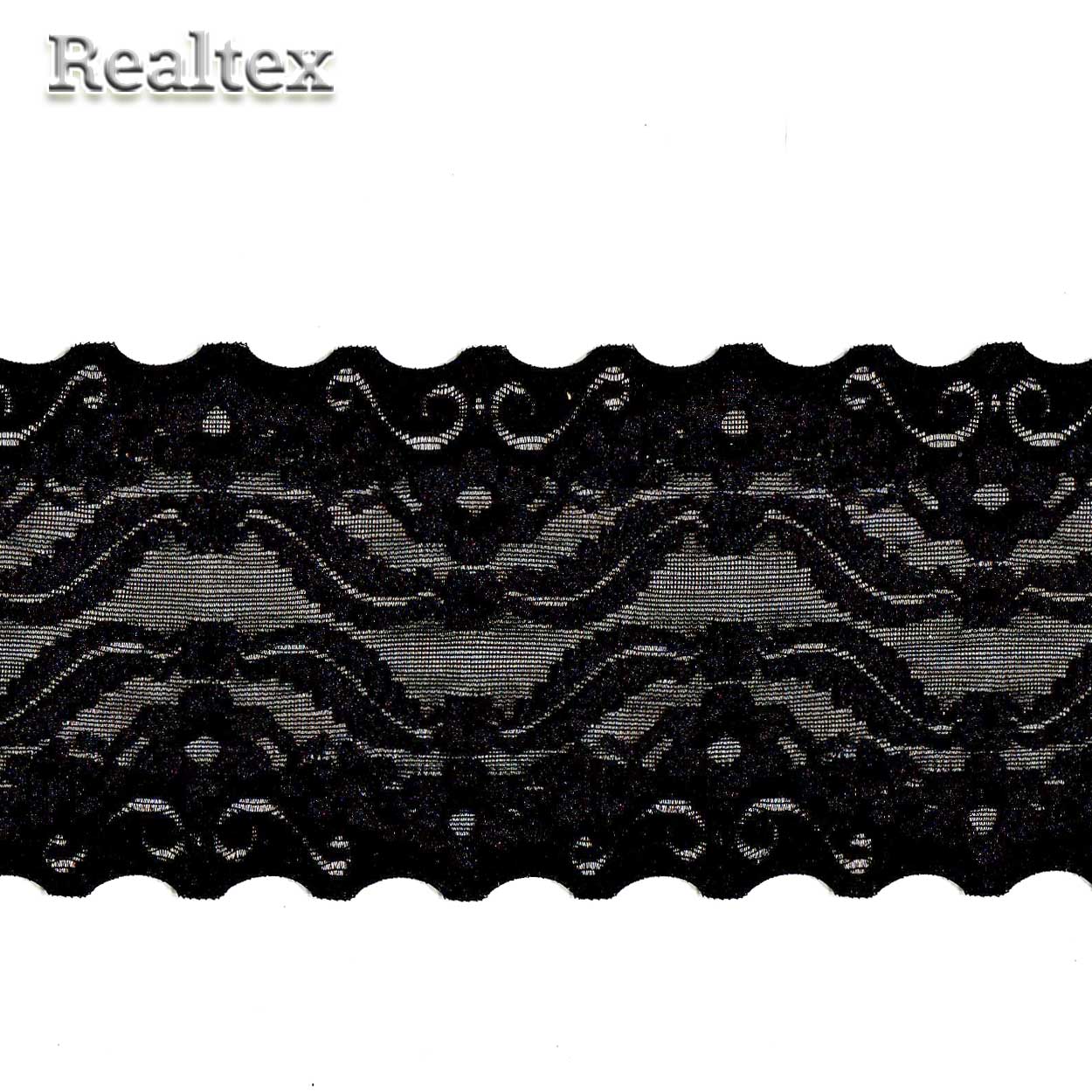 Кружево стрейч Realtex 100мм RX 1022 (15м) цв.черный
