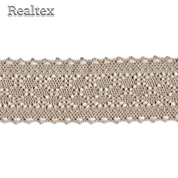 Тесьма вязаная матовая нить 60мм TBY 3014 (10м) цв.F308 светло-бежевый