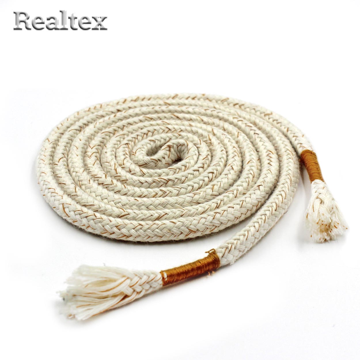 Шнур с наконечниками Realtex R- 7А круглый шир.8мм дл.140см (10шт) цв.суровый меланж/горчичный