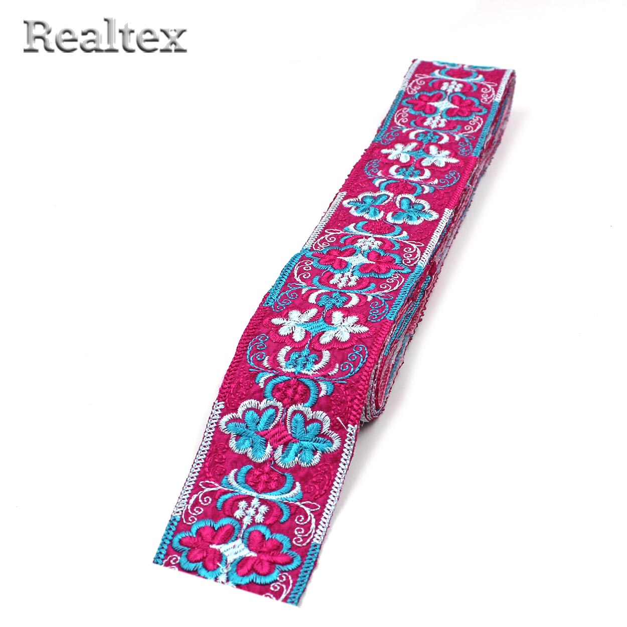 Тесьма термоклеевая 52228 50мм цв.малина/бирюза 