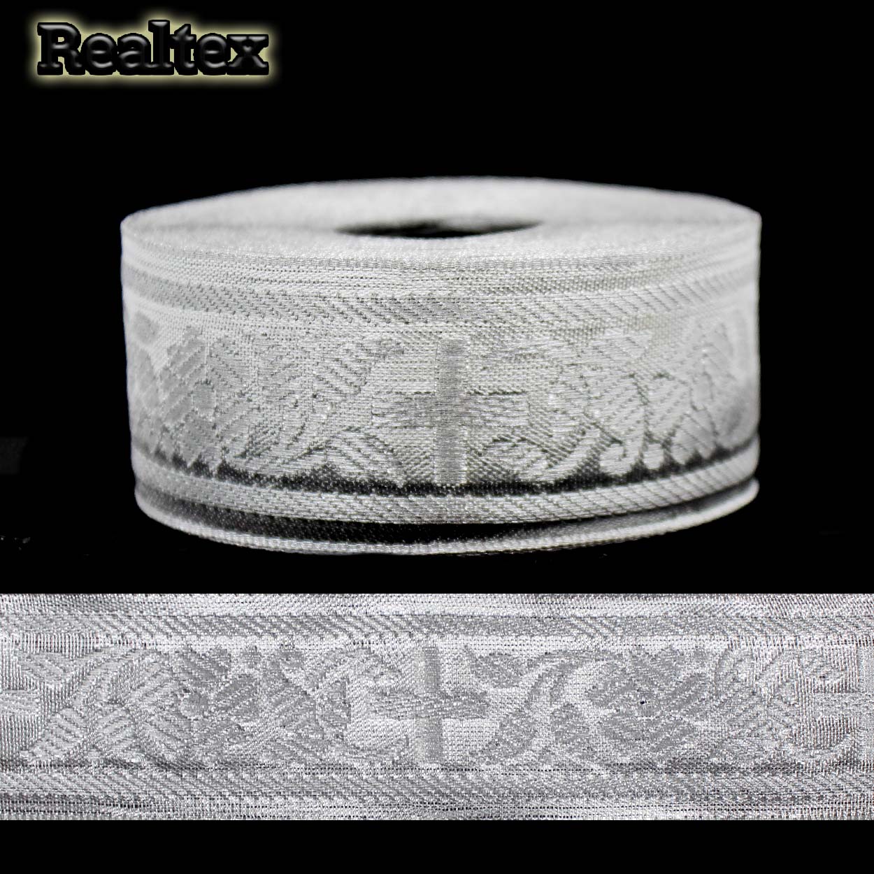 Тесьма церковная 38мм 01437 цв.серебро