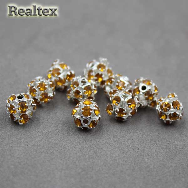 Бусины декоративные  6мм "шамбала" (50шт) цв.желтый/серебро