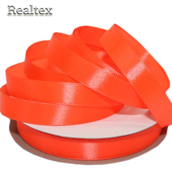 Лента атласная 12мм Realtex (32,9м) цв.3027 яр.оранжевый