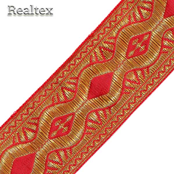 Галун православный 50мм с2849г17 "Волна" рис.9110"в" (10м) цв.красный/золото