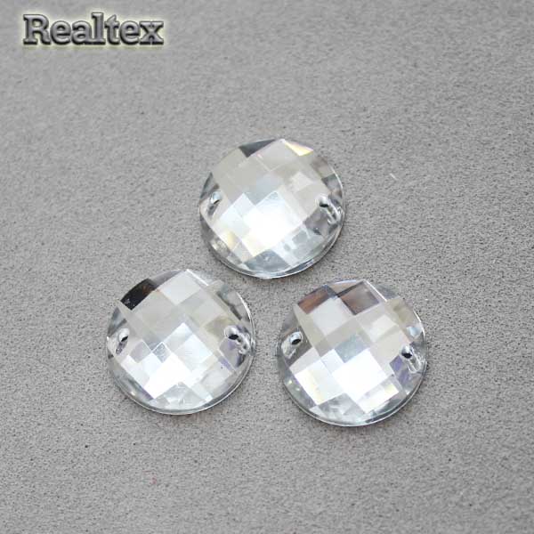 Стразы акриловые пришивные RS "Круг" 12мм цв.cristal 