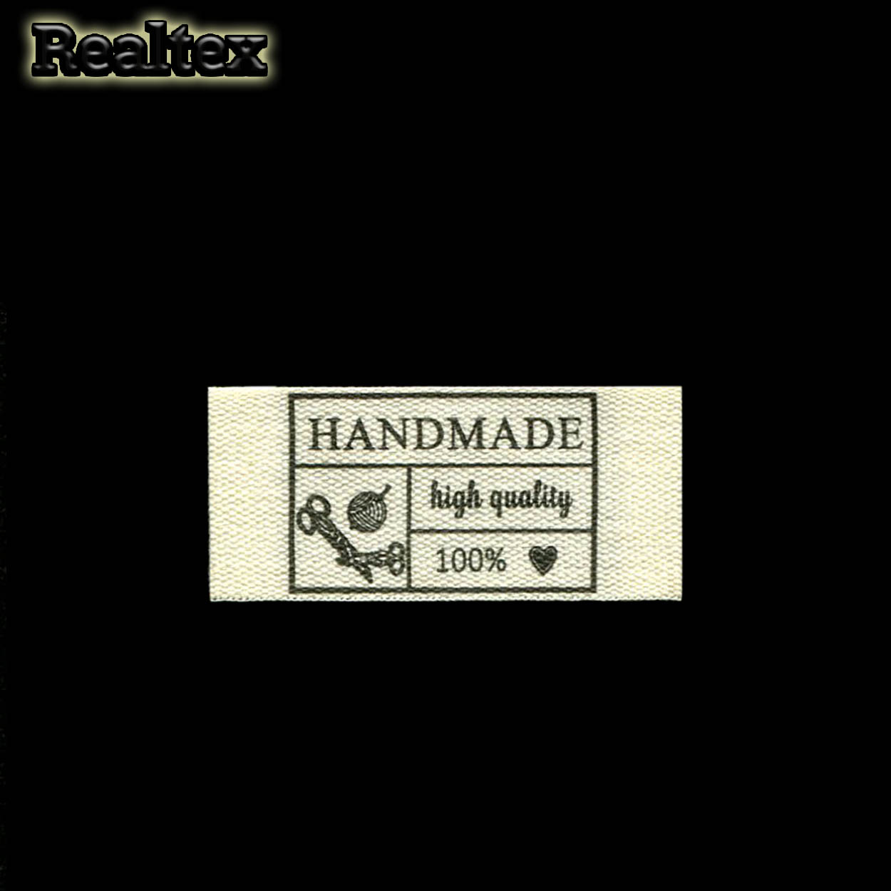 Бирка пришивная ткань Realtex №35 "HandMade" (25шт) цв.суровый