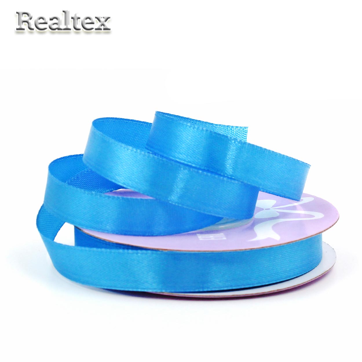 Лента атласная 12мм Realtex (27,4м) цв.3157 яр.голубой