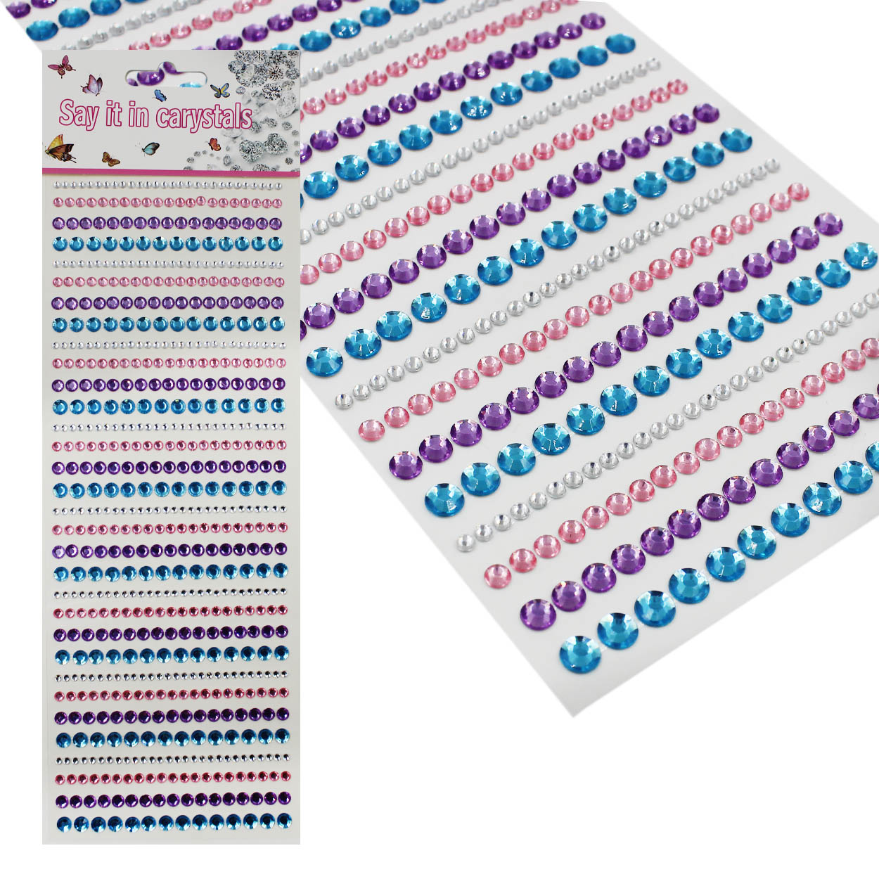 Стразы клеевые акриловые Realtex №2 (блистер) (640шт) цв.ассорти №3