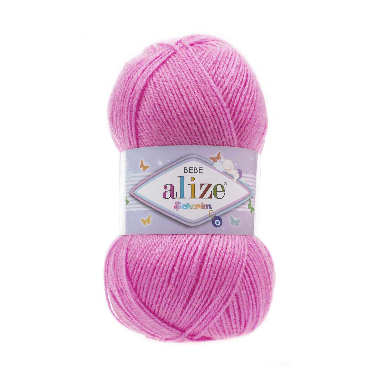 Пряжа Alize "Sekerim Bebe" (100гр) цв.157 розовый неон