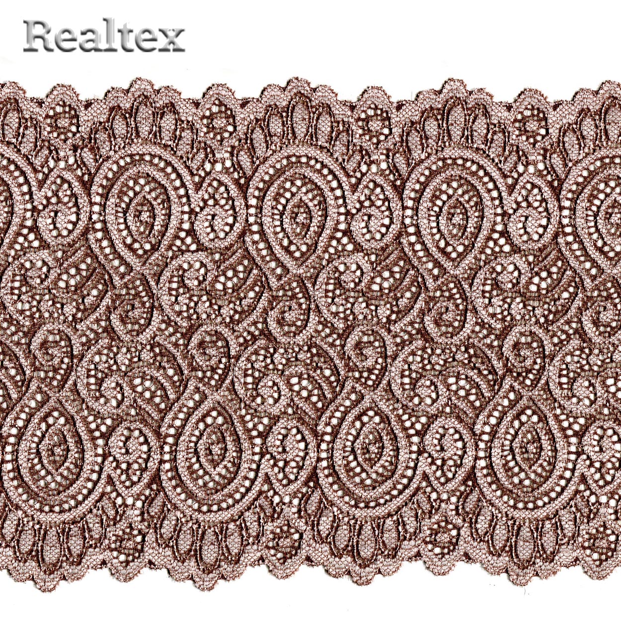 Кружево стрейч 180мм TBY L1351 цв.тёмно-бежевый + светло-бежевый