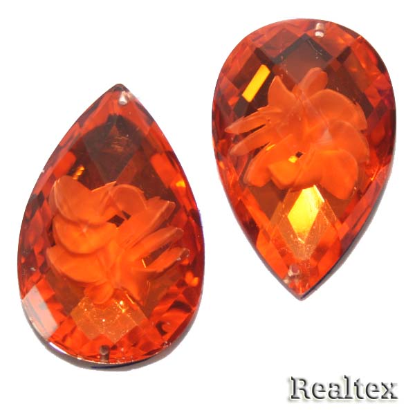 Стразы пластиковые пришивные AB-2 большие цв.оранжевый 