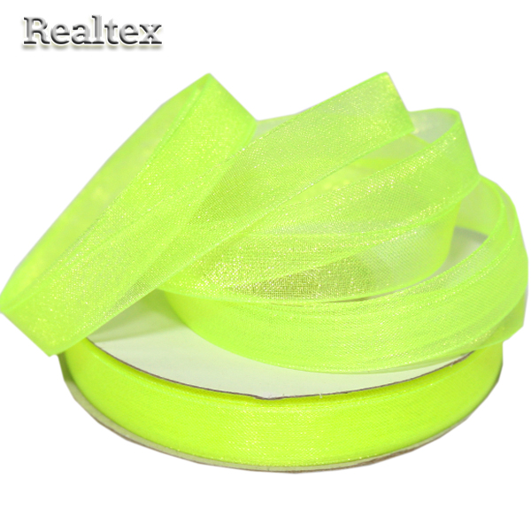 Лента капроновая 10мм Realtex цв.3110 неон.салат