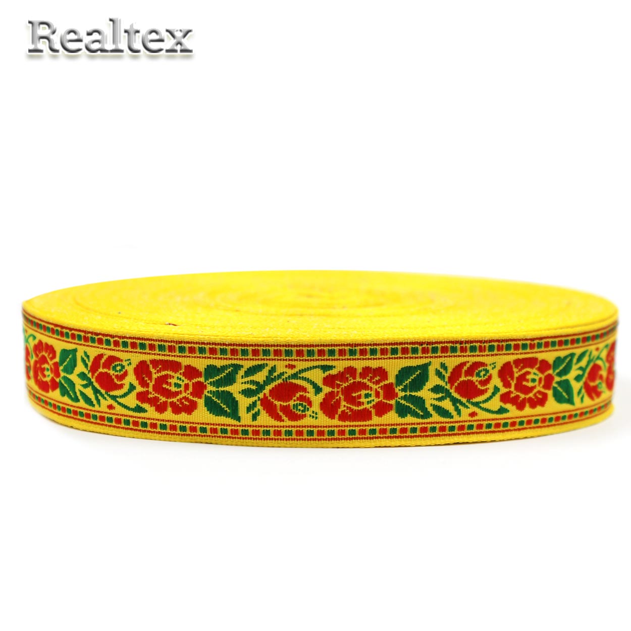 Тесьма жакардовая 22мм с1852г17 рис.8947 (25м) цв.желтый